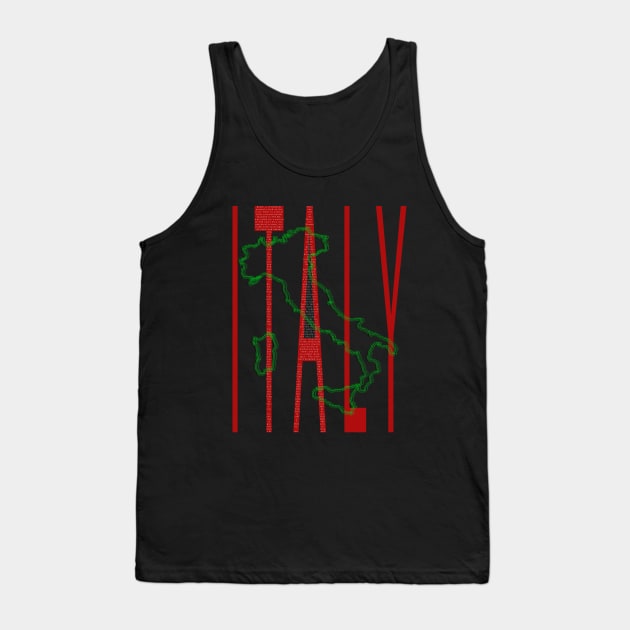 Italy Text And Map Tank Top by Raimondi